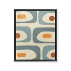 Mid-Century Modern Piquet Minimalist Abstract Pattern in Cream Slate Blue Orange Rust Framed Canvas Print Gallery Image 8
