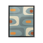 Mid-Century Modern Piquet Minimalist Abstract Pattern Slate Blue Orange Rust Cream Framed Canvas Print Gallery Image 8