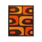 Mid-Century Modern Piquet Retro Minimalist Abstract in 70s Brown and Orange Framed Canvas Print Gallery Image 8