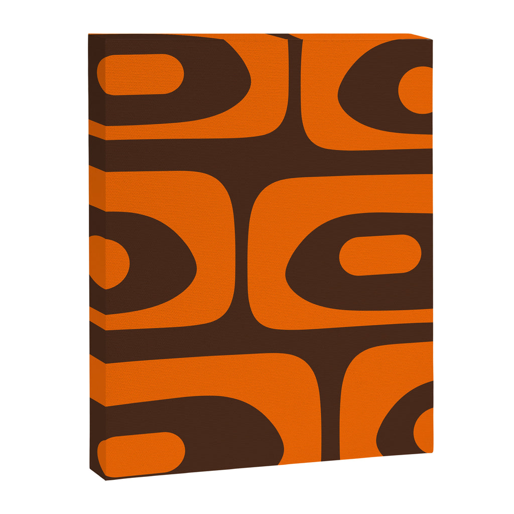 Mid-Century Modern Piquet Retro Minimalist Abstract in 70s Orange and Dark Brown Canvas Print Gallery Image 8