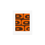 Mid-Century Modern Piquet Retro Minimalist Abstract in 70s Orange and Dark Brown Art Print Gallery Image 1