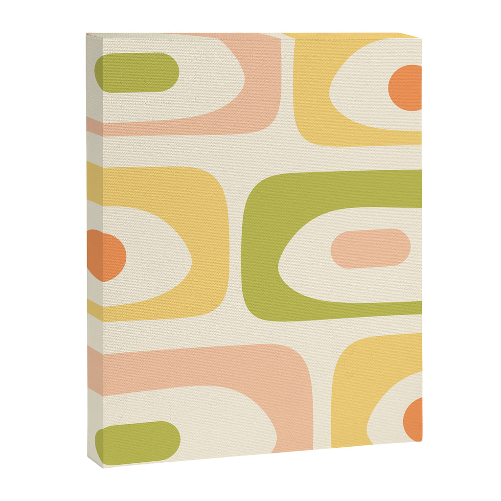 Mid-Century Modern Piquet Retro Minimalist Abstract Pattern Light Green Blush Orange Mustard Cream Canvas Print Gallery Image 8