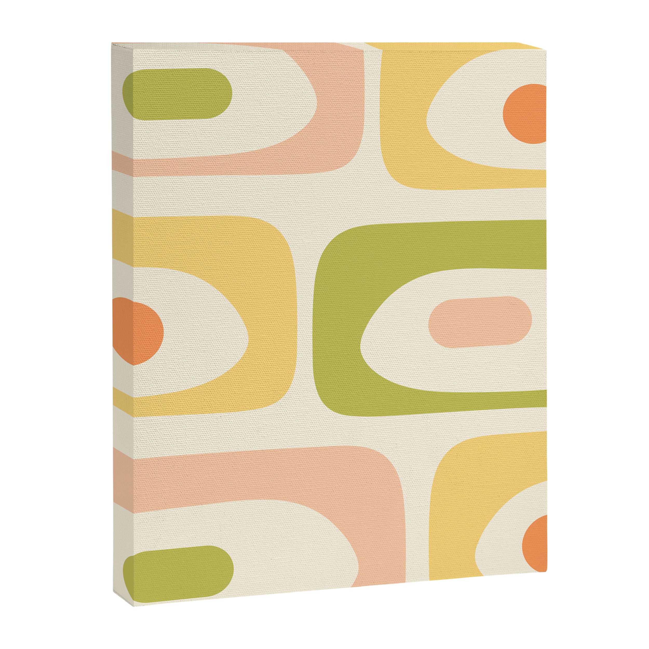 Mid-Century Modern Piquet Retro Minimalist Abstract Pattern Light Green Blush Orange Mustard Cream Canvas Print Gallery Image 8