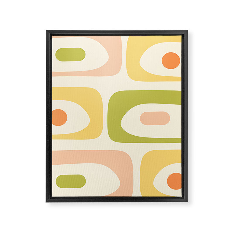 Mid-Century Modern Piquet Retro Minimalist Abstract Pattern Light Green Blush Orange Mustard Cream Framed Canvas Print Gallery Image 8