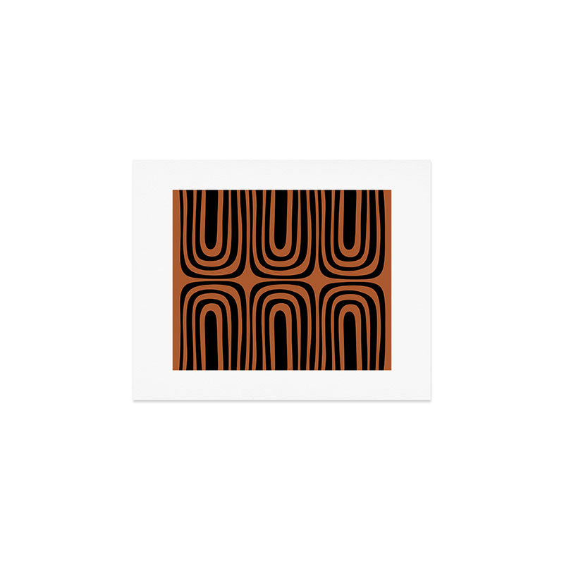 Midcentury Modern Rust and Black Abstract Confaab Pattern Art Print Gallery Image 1