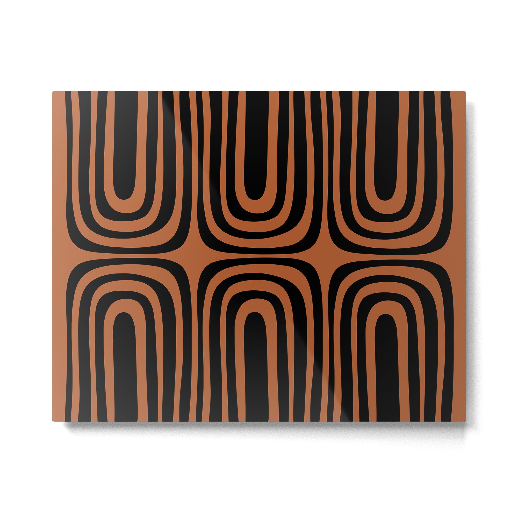 Midcentury Modern Rust and Black Abstract Confaab Pattern Metal Print Gallery Image 4