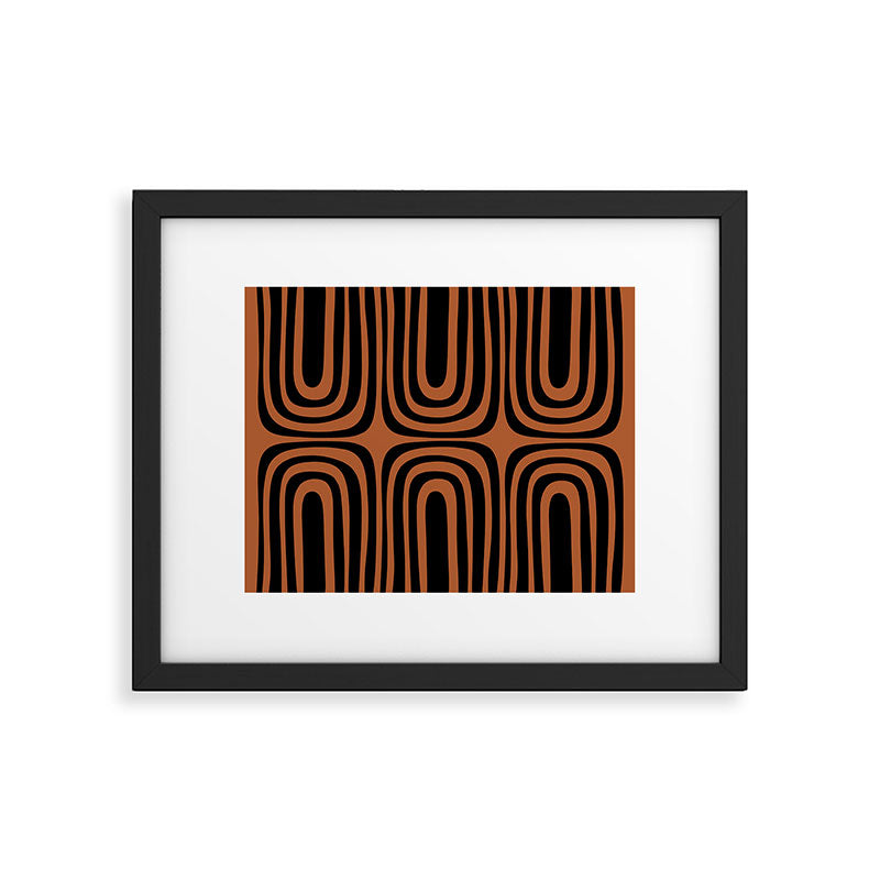 Midcentury Modern Rust and Black Abstract Confaab Pattern Framed Art Print Gallery Image 5