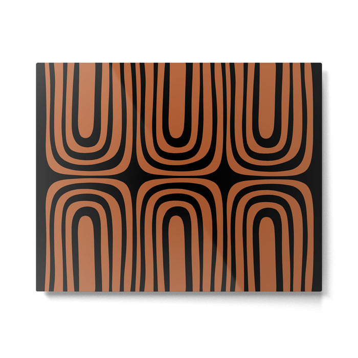 Midcentury Modern Rust and Black Confaab Abstract Pattern Metal Print Gallery Image 1