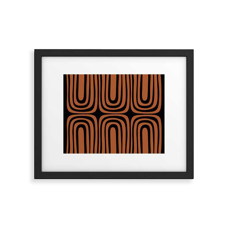 Midcentury Modern Rust and Black Confaab Abstract Pattern Framed Art Print Gallery Image 5