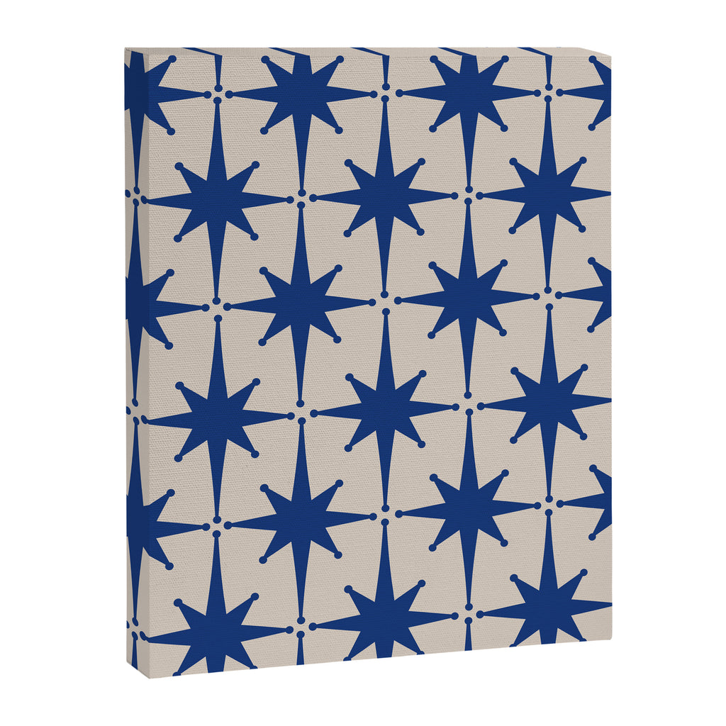  Mid-Century Modern Starburst Pattern 2 in Blue and Stone Canvas Print Gallery Image 6