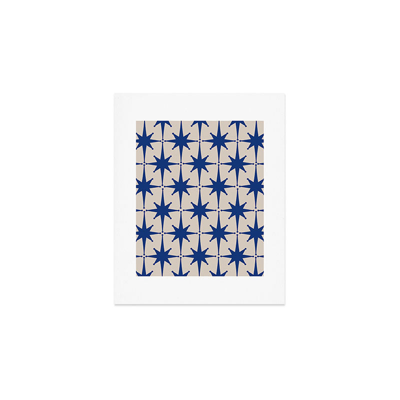  Mid-Century Modern Starburst Pattern 2 in Blue and Stone Art Print Gallery Image 1