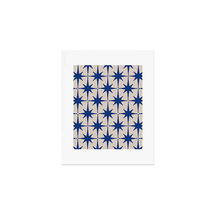  Mid-Century Modern Starburst Pattern 2 in Blue and Stone Art Print Gallery Image 1