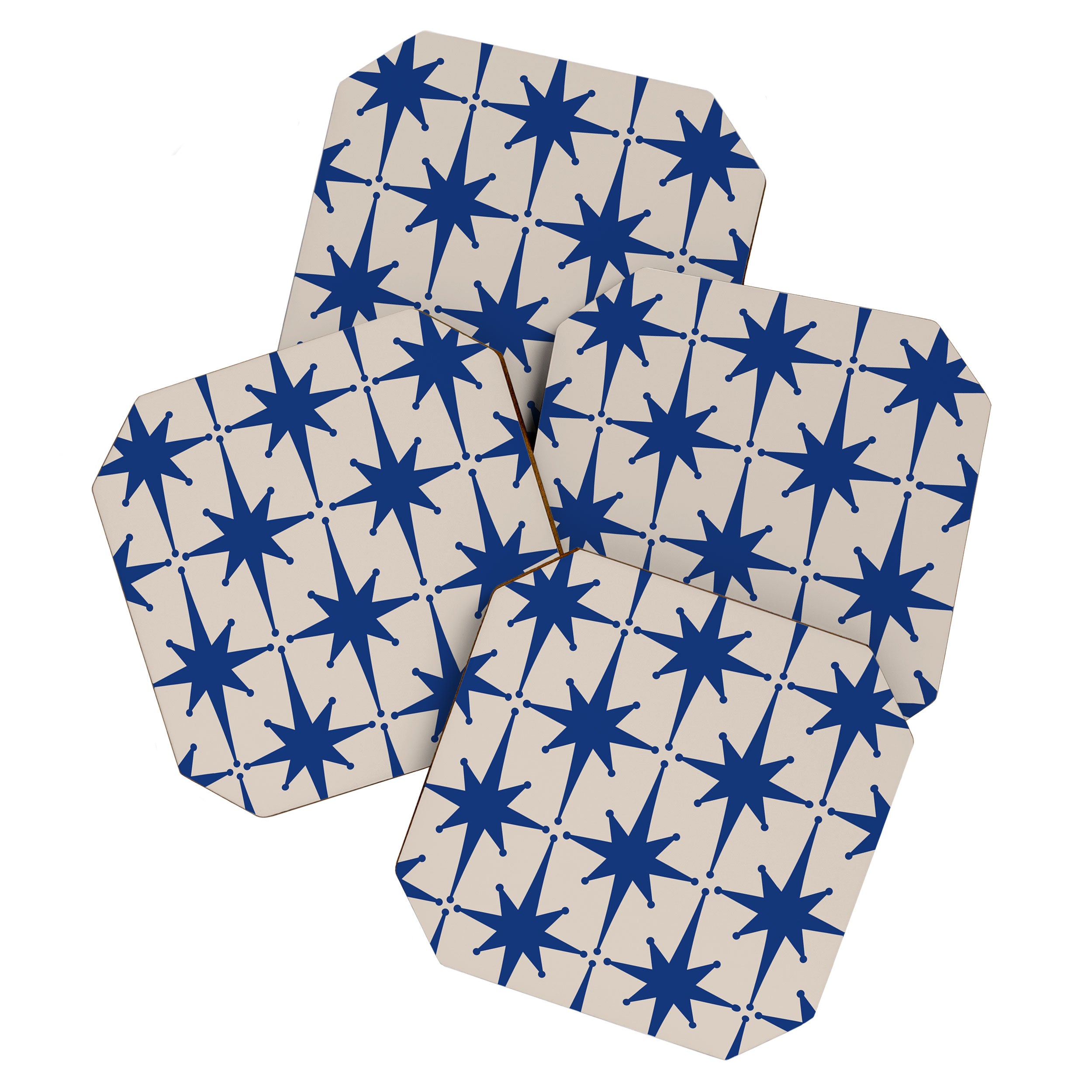  Mid-Century Modern Starburst Pattern 2 in Blue and Stone Coaster Gallery Image 1