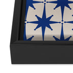  Mid-Century Modern Starburst Pattern 2 in Blue and Stone Framed Canvas Print Gallery Image 3