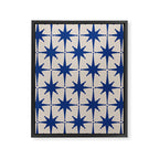  Mid-Century Modern Starburst Pattern 2 in Blue and Stone Framed Canvas Print Gallery Image 6