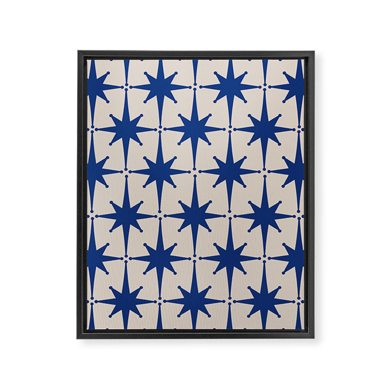 Mid-Century Modern Starburst Pattern 2 in Blue and Stone Framed Canvas Print Gallery Image 6