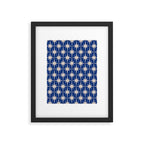 Mid-Century Modern Starburst Pattern in Stone and Blue Framed Art Print Gallery Image 4