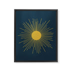 Mid-Century Modern Sunburst II in Light Mustard and Navy Blue Framed Canvas Print Gallery Image 8