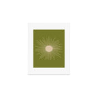 Mid-Century Modern Sunburst II - Minimalist Sun in Mid Mod Beige and Olive Green Art Print Gallery Image 1