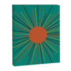 Mid-Century Modern Sunburst - Minimalist Abstract Sun in Mid Mod Orange, Olive, Mustard, and Teal Turquoise Canvas Print Gallery Image 8