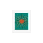 Mid-Century Modern Sunburst - Minimalist Abstract Sun in Mid Mod Orange, Olive, Mustard, and Teal Turquoise Art Print Gallery Image 1