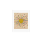 Mid-Century Modern Sunburst - Minimalist Abstract Sun in Mid Mod Mustard, Orange, Olive, Blue, and Beige Art Print Gallery Image 1