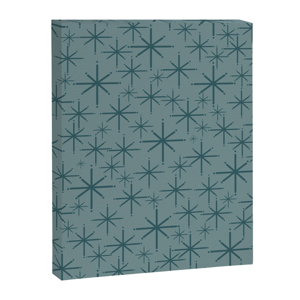 Midcentury Modern Twinkly Retro Starburst Pattern in Light Steel Blue Canvas Print Gallery Image 8