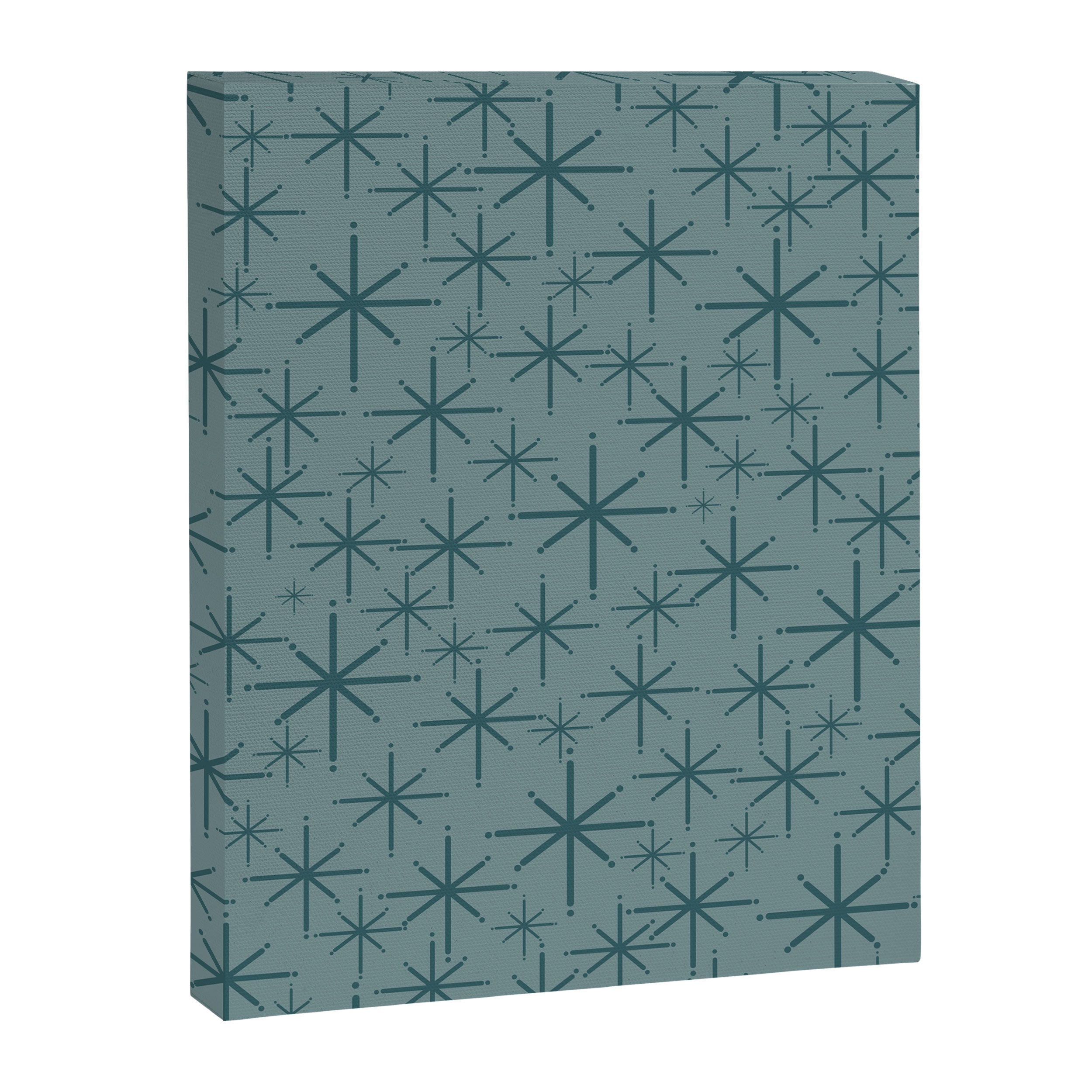 Midcentury Modern Twinkly Retro Starburst Pattern in Light Steel Blue Canvas Print Gallery Image 8