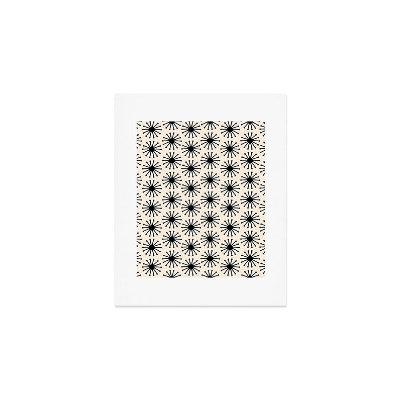 Midcentury Molecules Atomic Retro Dot Pattern Black and Almond Cream Art Print Gallery Image 1