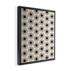 Midcentury Molecules Atomic Retro Dot Pattern Black and Almond Cream Framed Canvas Print Gallery Image 2