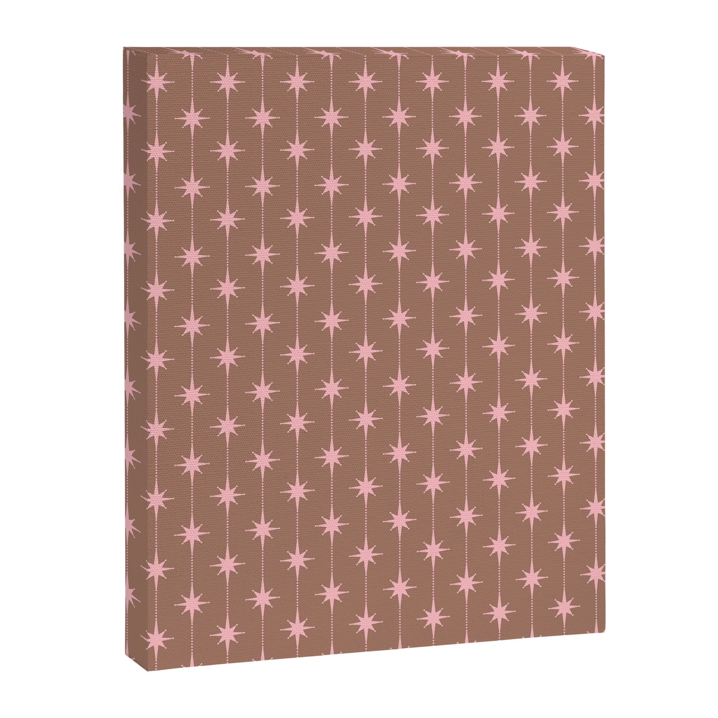 Midcentury Stars and Dots Atomic Pattern in Mocha and Pink Canvas Print Gallery Image 8