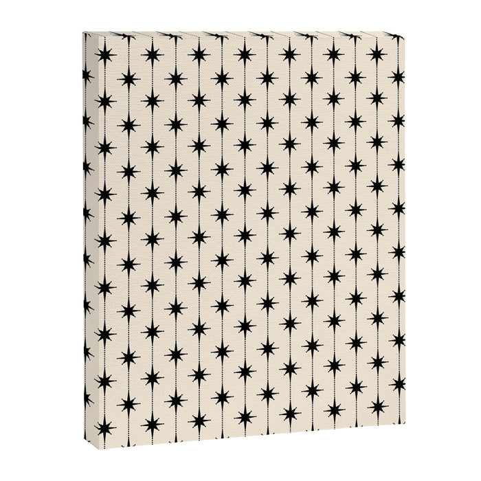 Midcentury Stars and Dots Classic Pattern in Black and Almond Cream Canvas Print Gallery Image 1