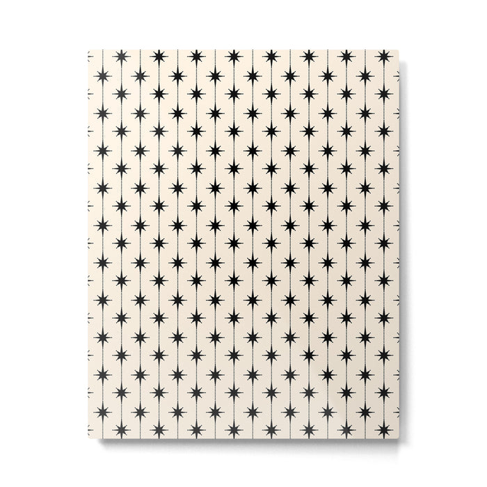 Midcentury Stars and Dots Classic Pattern in Black and Almond Cream Metal Print Gallery Image 1