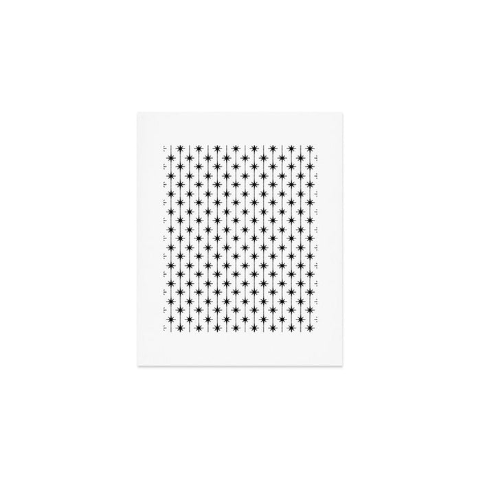 Midcentury Stars and Dots Classic Pattern in Black and White Art Print Gallery Image 1
