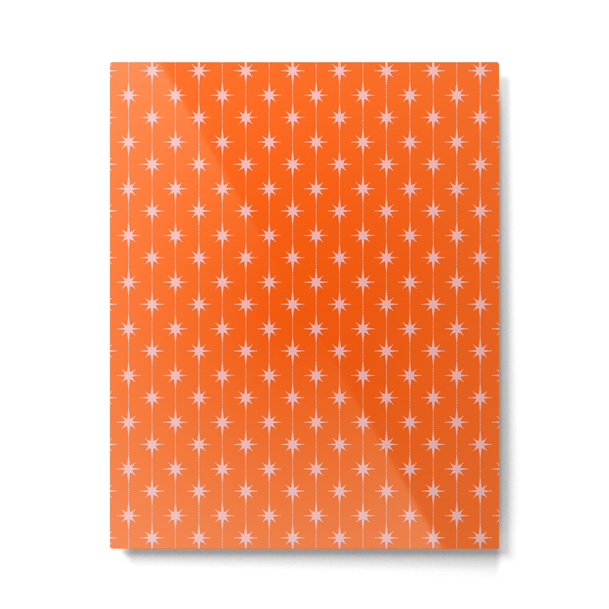 Midcentury Stars and Dots Classic Pattern in Orange and Blush Pink Metal Print Gallery Image 6