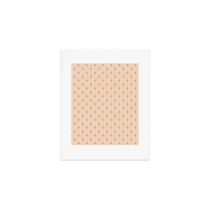 Midcentury Stars and Dots Classic Pink Cream Pattern Art Print Gallery Image 1