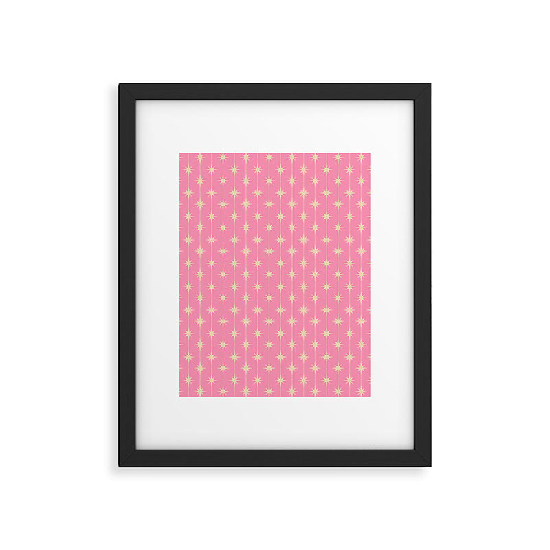 Midcentury Stars and Dots Classic Pink Pattern Framed Art Print Gallery Image 6