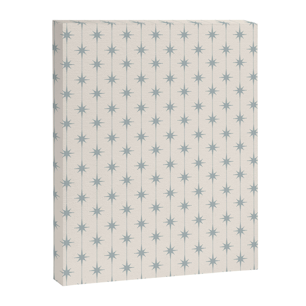Midcentury Stars and Dots Light Blue Gray and Cream Pattern Canvas Print Gallery Image 8