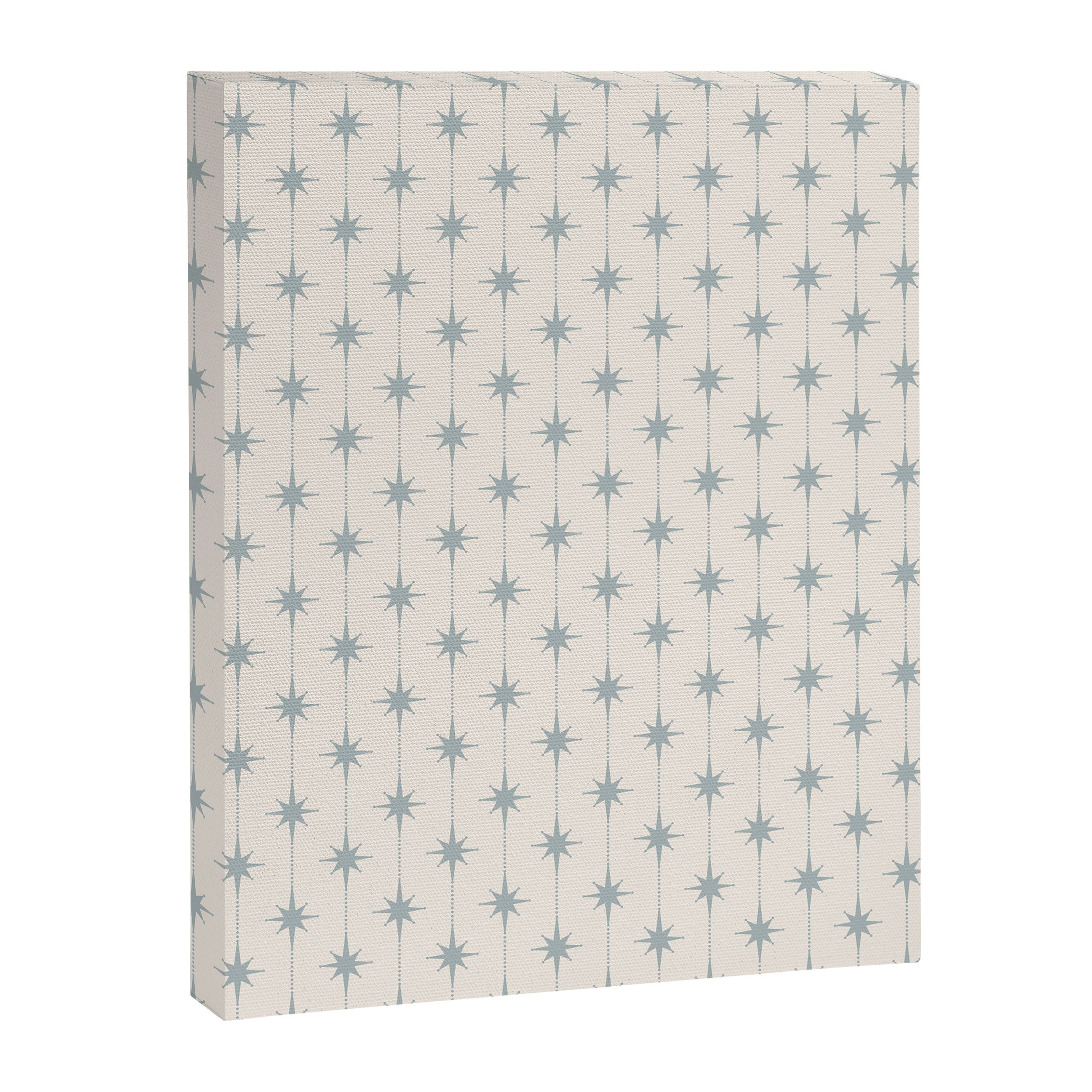 Midcentury Stars and Dots Light Blue Gray and Cream Pattern Canvas Print Gallery Image 8
