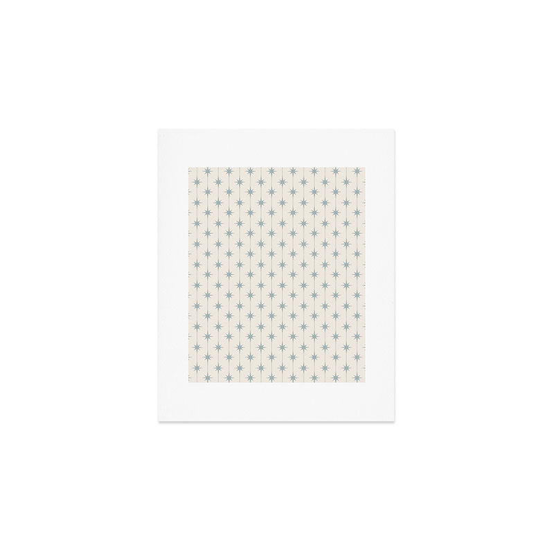 Midcentury Stars and Dots Light Blue Gray and Cream Pattern Art Print Gallery Image 1