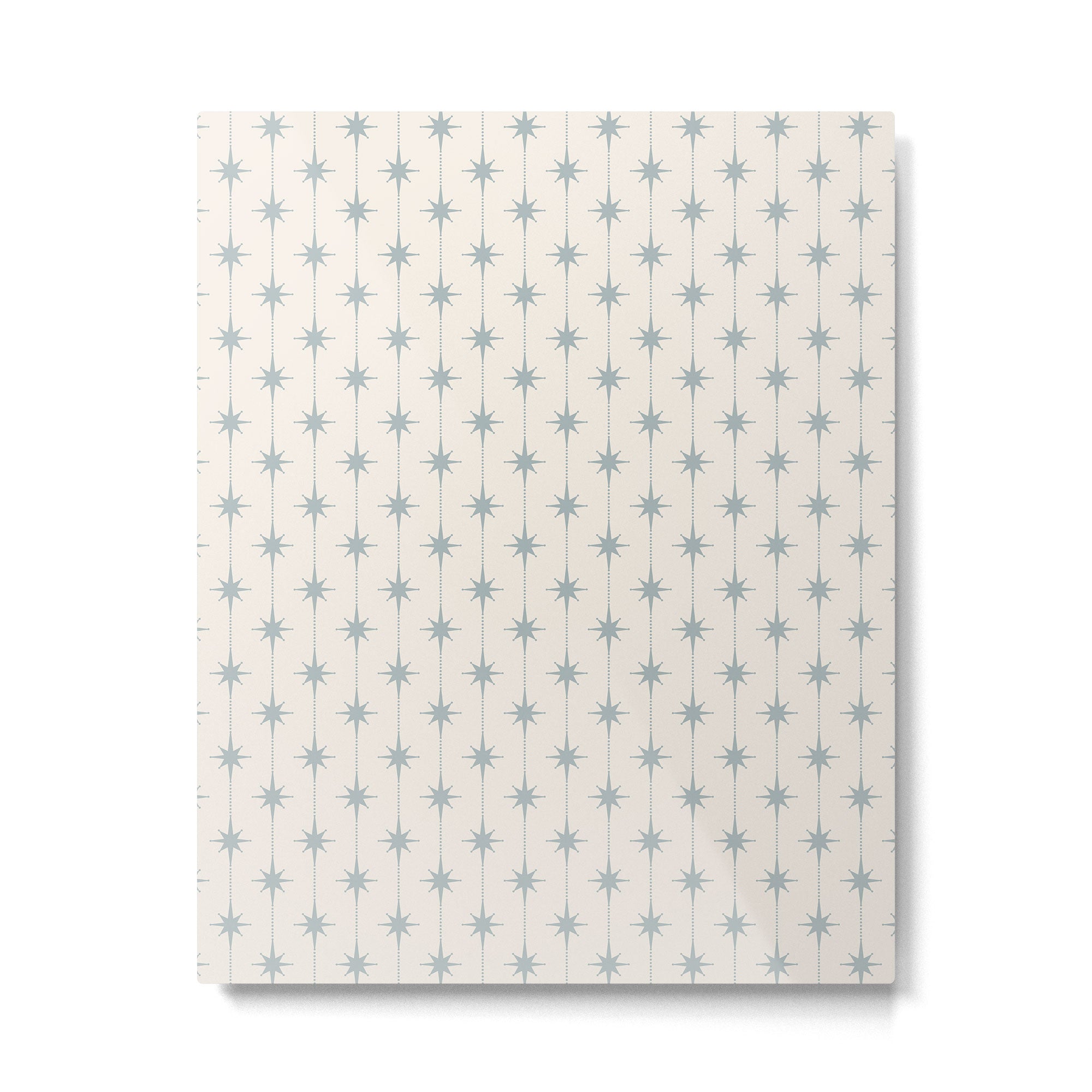Midcentury Stars and Dots Light Blue Gray and Cream Pattern Metal Print Gallery Image 6