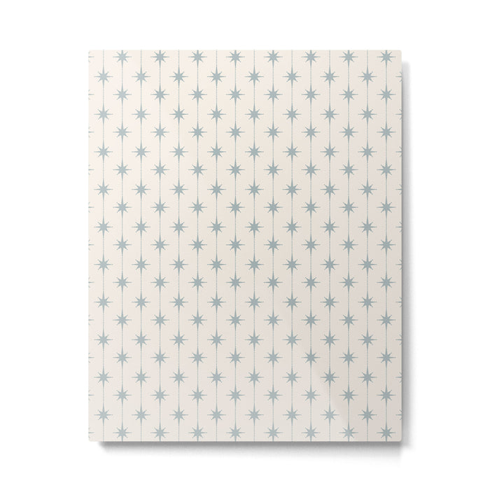 Midcentury Stars and Dots Light Blue Gray and Cream Pattern Metal Print Gallery Image 1
