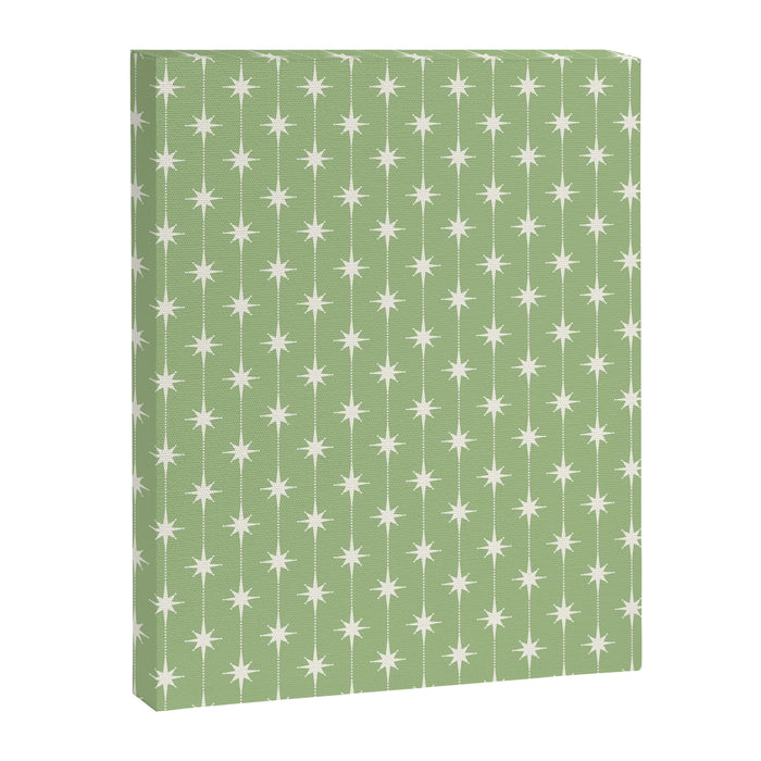 Midcentury Stars and Dots Light Sage Green and Cream Pattern Canvas Print Gallery Image 1