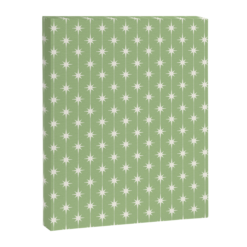Midcentury Stars and Dots Light Sage Green and Cream Pattern Canvas Print Gallery Image 8
