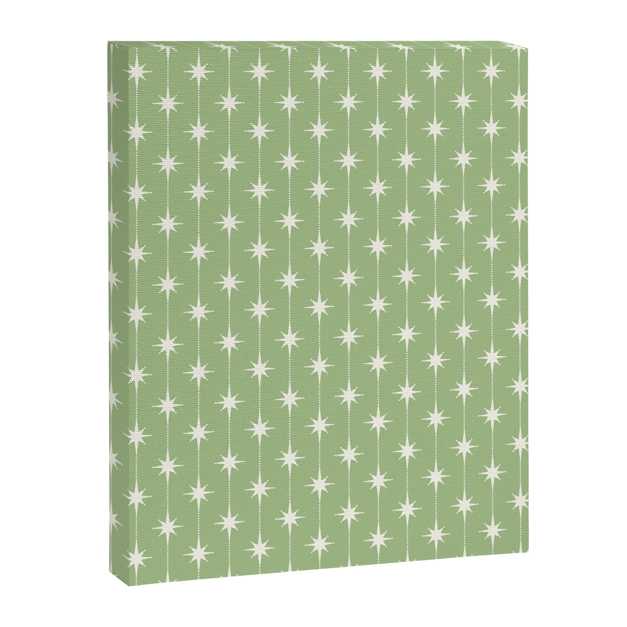 Midcentury Stars and Dots Light Sage Green and Cream Pattern Canvas Print Gallery Image 8