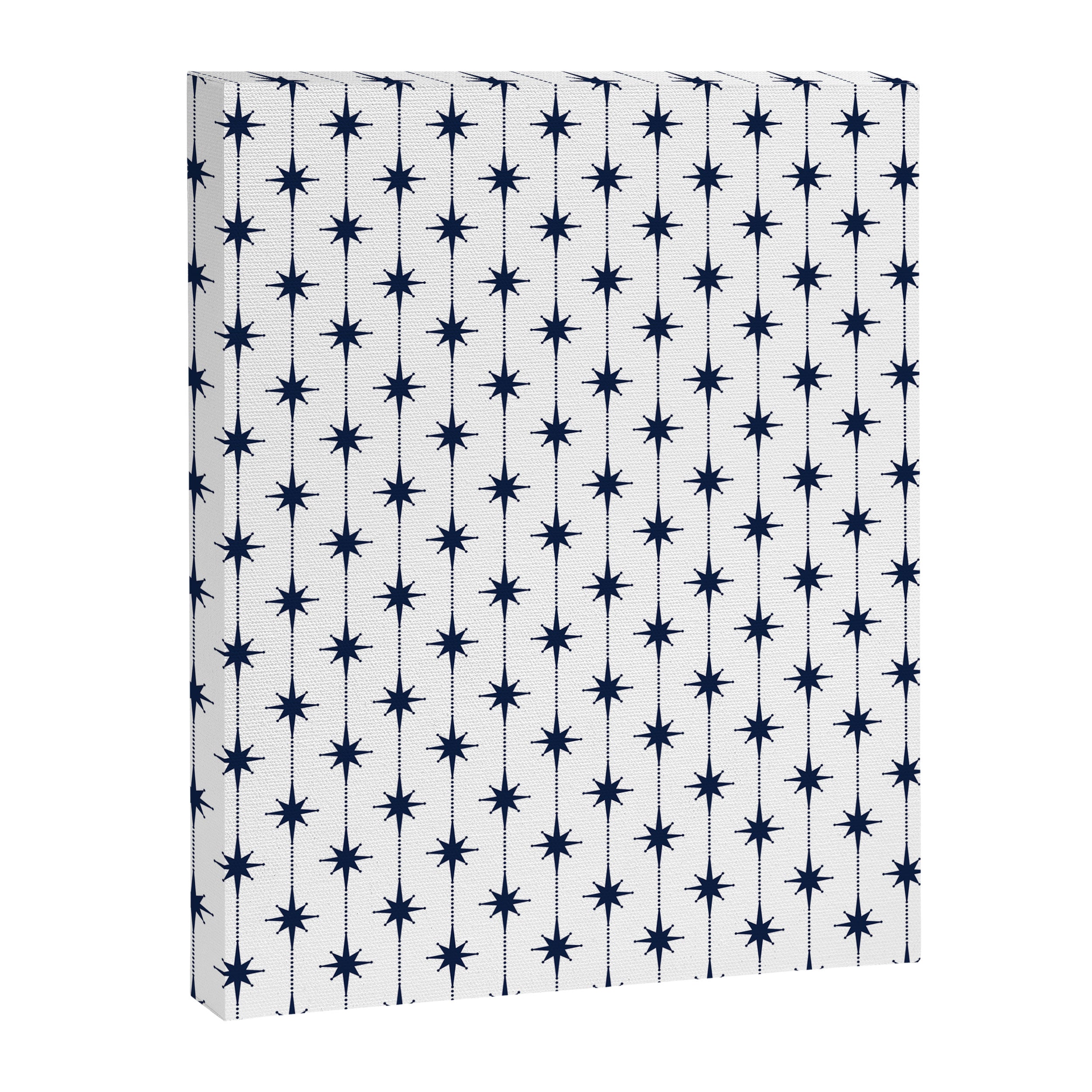 Midcentury Stars and Dots Nautical Navy Blue and White Pattern Canvas Print Gallery Image 8