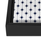 Midcentury Stars and Dots Nautical Navy Blue and White Pattern Framed Canvas Print Gallery Image 3