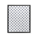 Midcentury Stars and Dots Nautical Navy Blue and White Pattern Framed Canvas Print Gallery Image 8