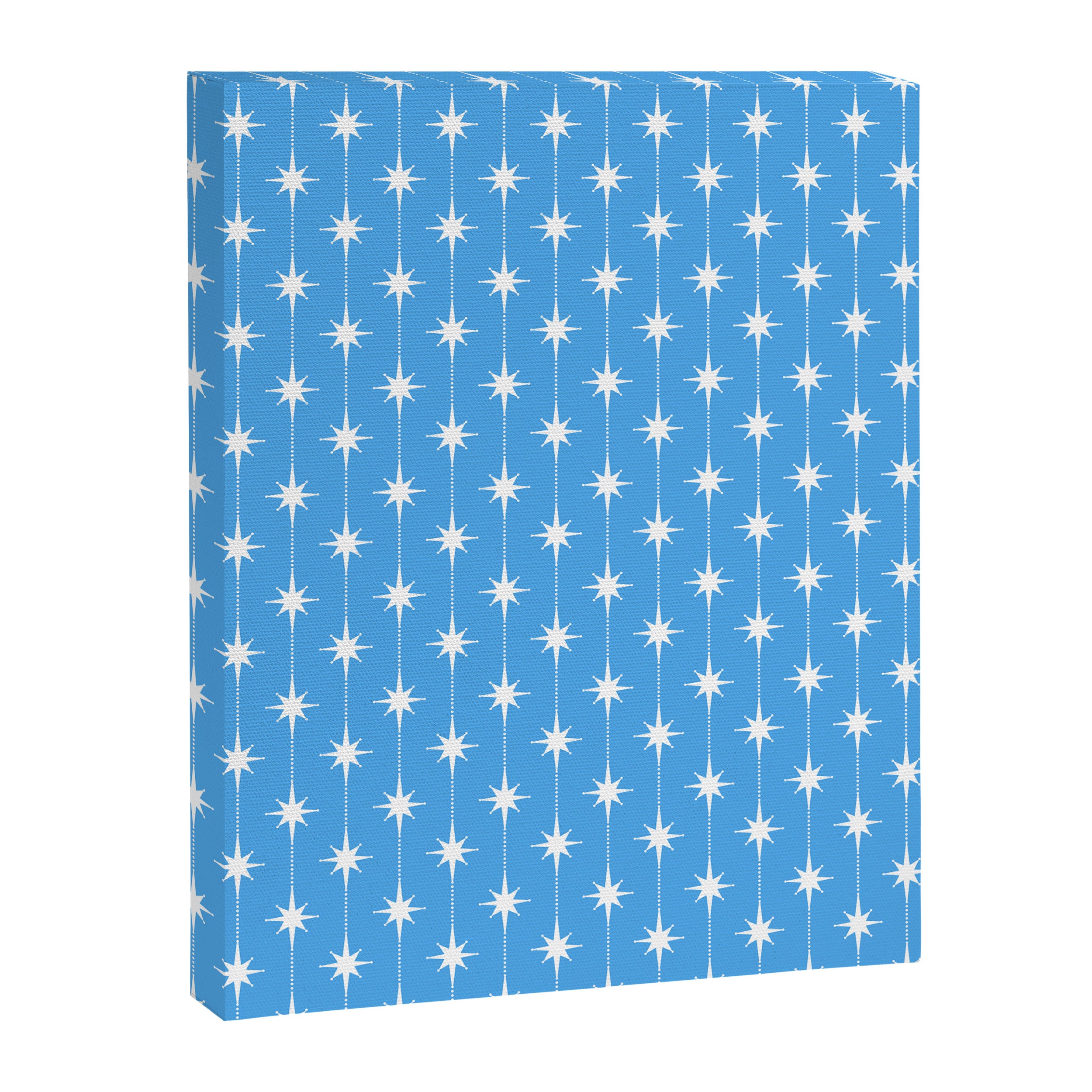 Midcentury Stars and Dots Pattern in Bold Blue and White Canvas Print Gallery Image 8
