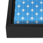 Midcentury Stars and Dots Pattern in Bold Blue and White Framed Canvas Print Gallery Image 3